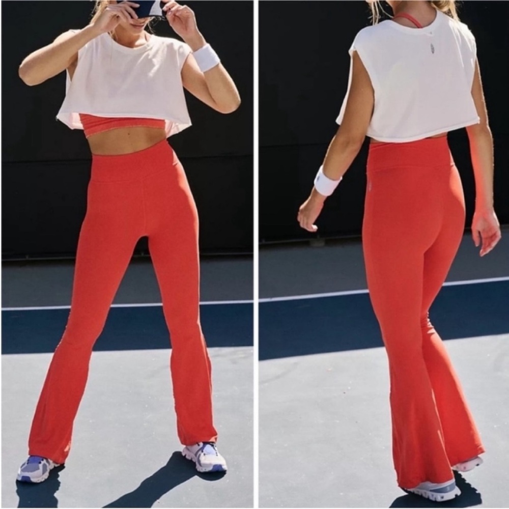 Free People Red Flare Pants